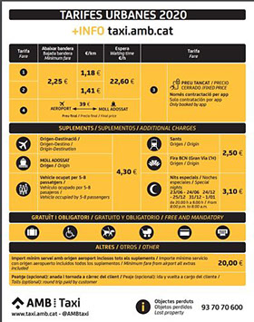 Tarifas taxi barcelona